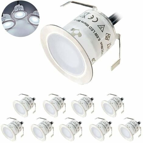 Pack de 5 Supports Spots Encastrables Sol AC220-240V Blanc Chaud 2800-3200K  2W Étanche IP67 Rond - perçage 85mm Diffuseur Dépoli