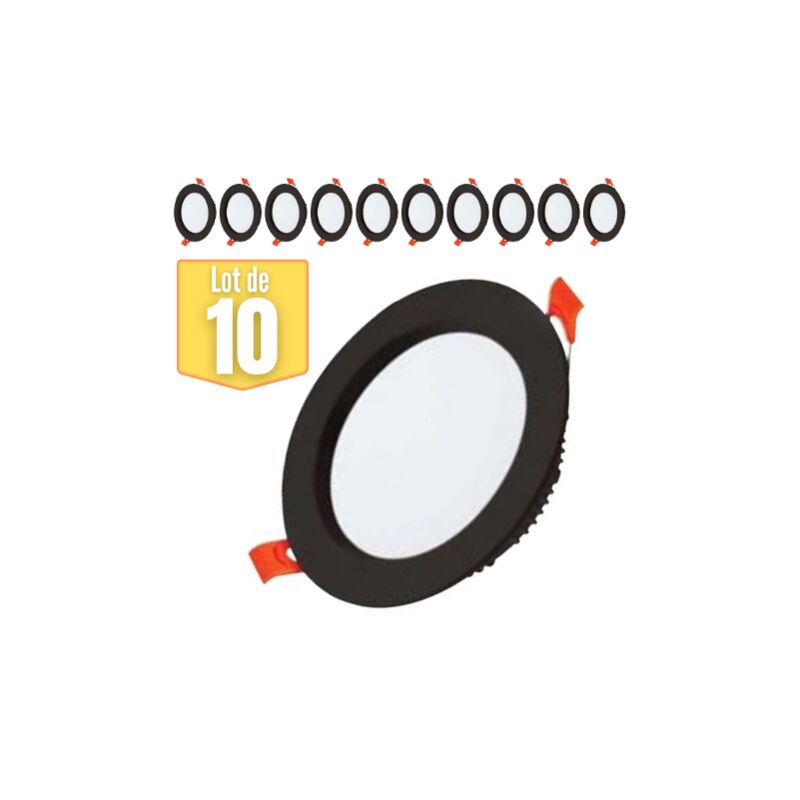 Lot de 10 spots alexa smd led rond noir 30W 7000K
