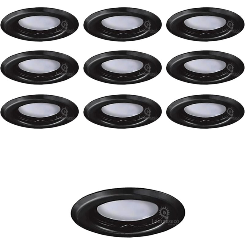 Lot de 10 Spots Encastrables Fixe Noir Mat avec GU10 led 5W eqv. 50W Blanc Froid 6000K