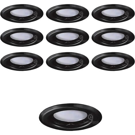 Lot de 10 Spots Encastrables Fixe Noir Mat avec GU10 LED 5W eqv. 50W Blanc Froid 6000K