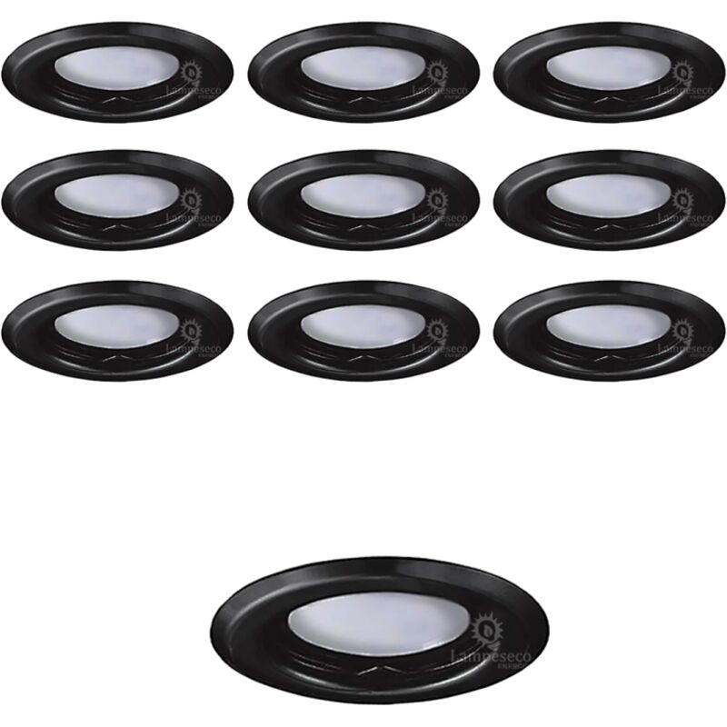 Lot de 10 Spots Encastrables Fixe Noir Mat avec GU10 led 5W eqv. 50W Blanc Neutre 4000K