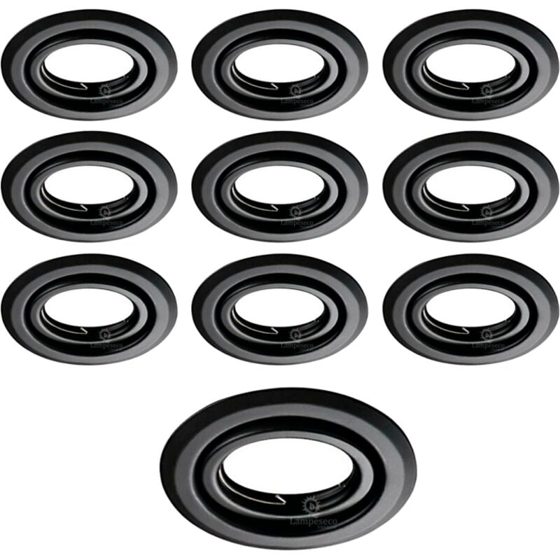 Lot de 10 Spots encastrables orientables Noir Mat avec GU10 led de 5W eqv. 50W Blanc Froid 6000K