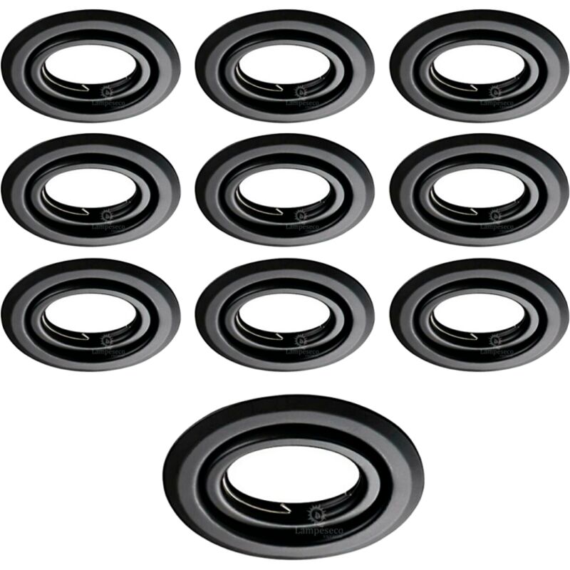 Lot de 10 Spots encastrables orientables Noir Mat avec GU10 led de 5W eqv. 50W Blanc Neutre 4000K