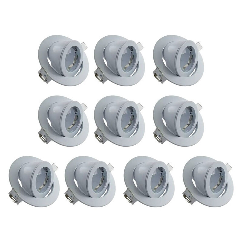 Lot de 10 Spots Encastrables Orientables Ronds - Blanc Type Escargot