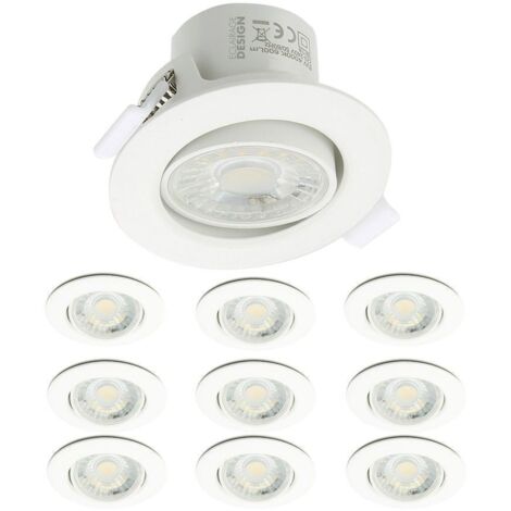 Lot de 10 Spots Encastrables Valence 9W Orientable Equ. 60W | Blanc chaud 3000K