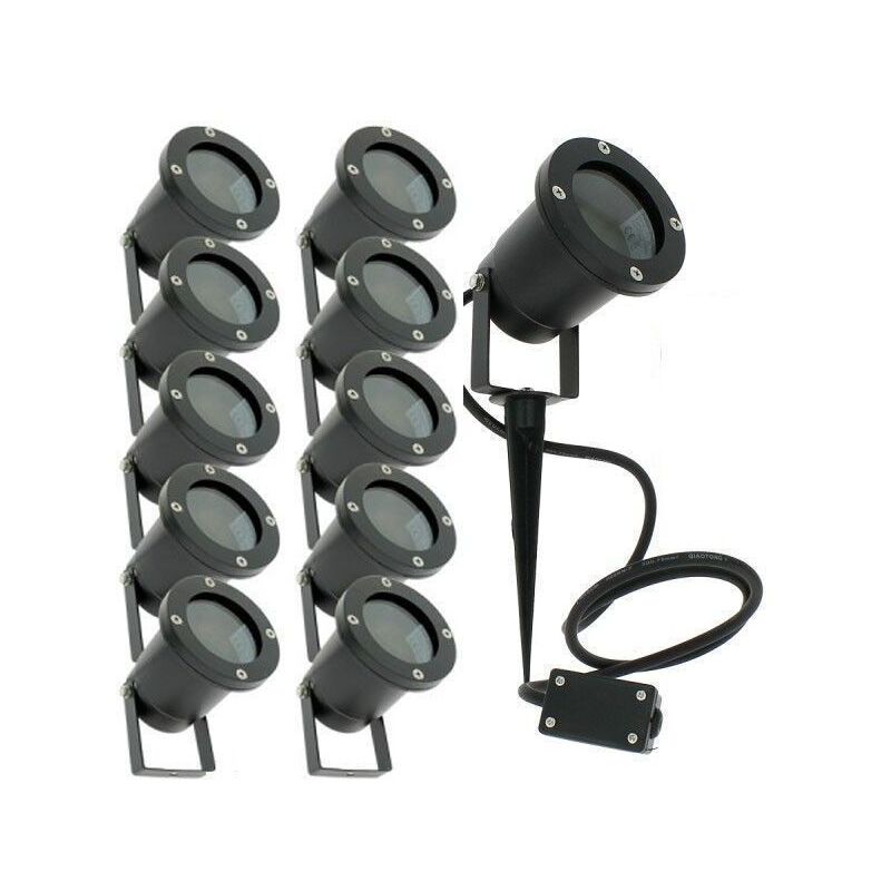 Lot de 10 Spots Extérieurs à Piquet pour led GU10 Éclairage de Jardin