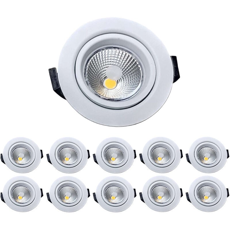 Lot de 10 Spots led 10W bbc RT2012 Orientable Dimmable 220V Extraplat - Blanc Chaud 3000K
