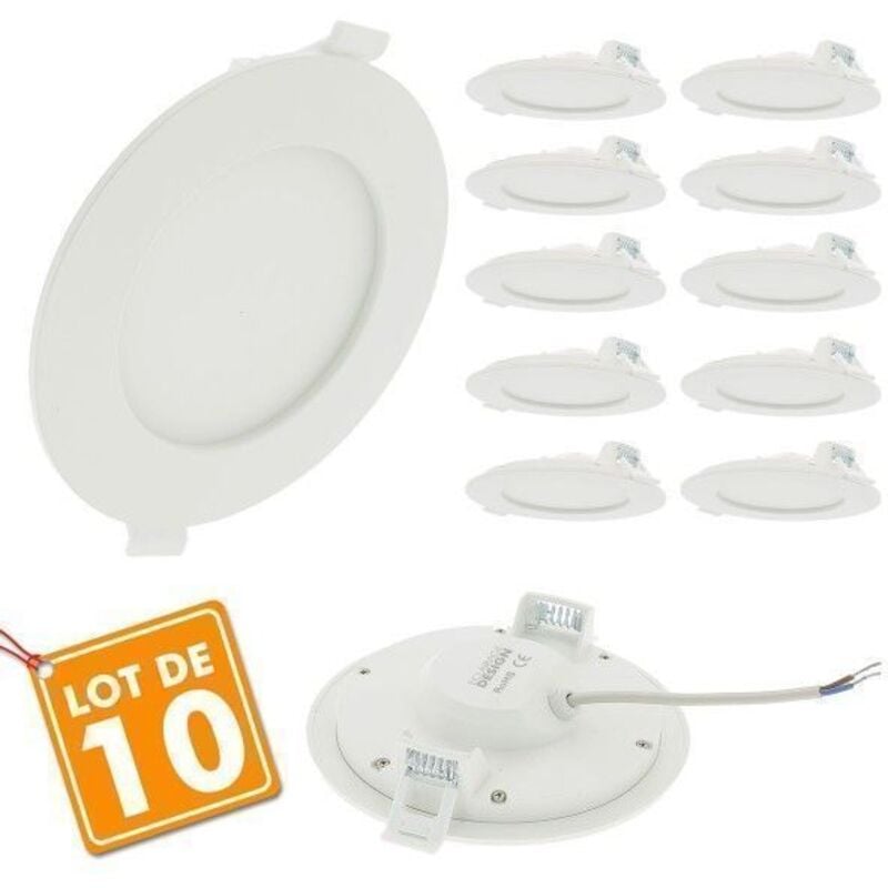Arum Lighting - Lot de 10 Spots led encastrable 12W Eq 80W extra plat Température de Couleur: Blanc Chaud 3000K