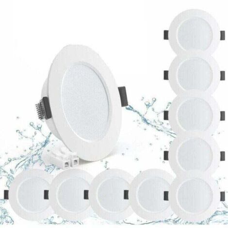 Lot de 10 Spots LED Encastrable 5W IP44 98mm, Blanc Neutre 4000K Éclairage encastré Étanche 450lm, Spot LED Extra Plat 25mm, Spots de Plafond 230V pour Salle de Bain Salon Cuisine, Trou 70-88m