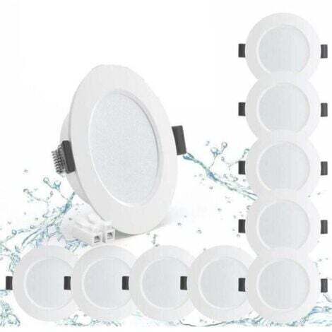 Lot de 10 Spots LED Encastrable 5W IP44 98mm, Blanc Neutre 4000K Éclairage encastré Étanche 450lm, Spot LED Extra Plat 25mm, Spots de Plafond 230V pour Salle de Bain Salon Cuisine, Trou 70-88m TRIMEC