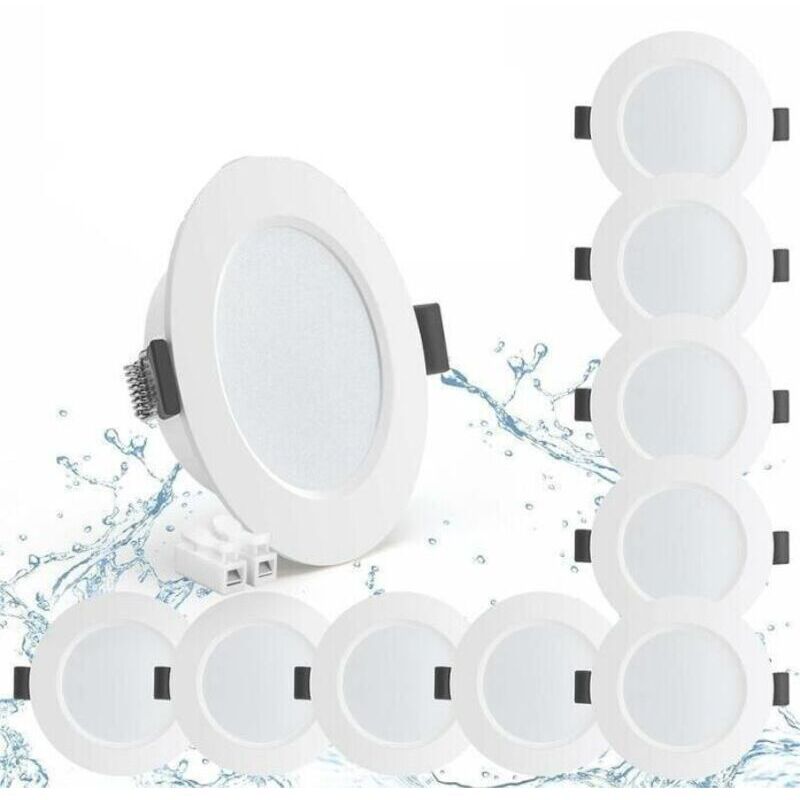 Lot de 10 Spots led Encastrable 5W IP44 98mm, Blanc Neutre 4000K Éclairage encastré Étanche 450lm, Spot led Extra Plat 25mm, Spots de Plafond 230V