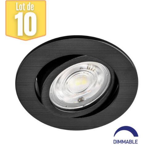 Lot de 10 spots LED encastrables 3en1 rond noir 7W Dimmable – IP20 – Lumens 630 – Installation rapide avec driver intégré – Braytron