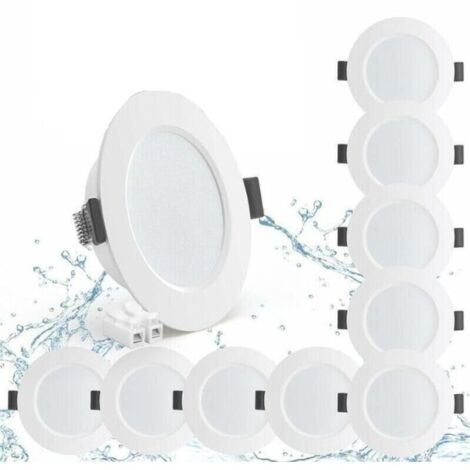 Lot de 10 spots LED encastrables 5W – IP44 étanche – 450lm blanc neutre 4000K – Profondeur 25mm – Pour salle de bain. salon. cuisine