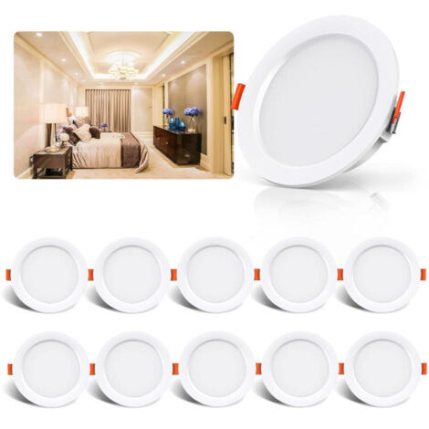Lot de 10 spots LED encastrables, anti-buée, ultra-plats, éclairage plafonnier pour salon, couloir et chambre
