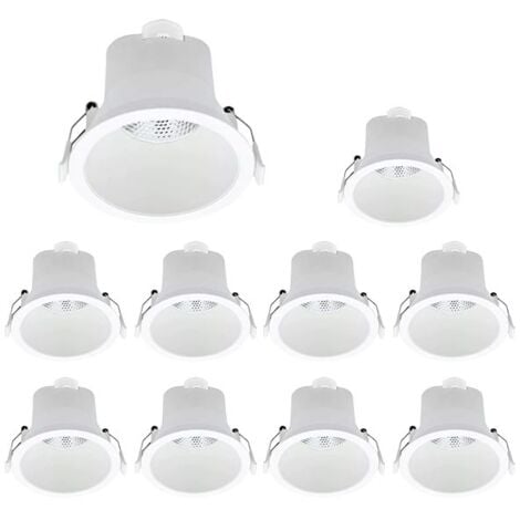 ALUSON Lot de 10 Spots LED Encastrables D68 6W IP44 Rond Blanc V1 - 40 ° - Blanc chaud - 3000K