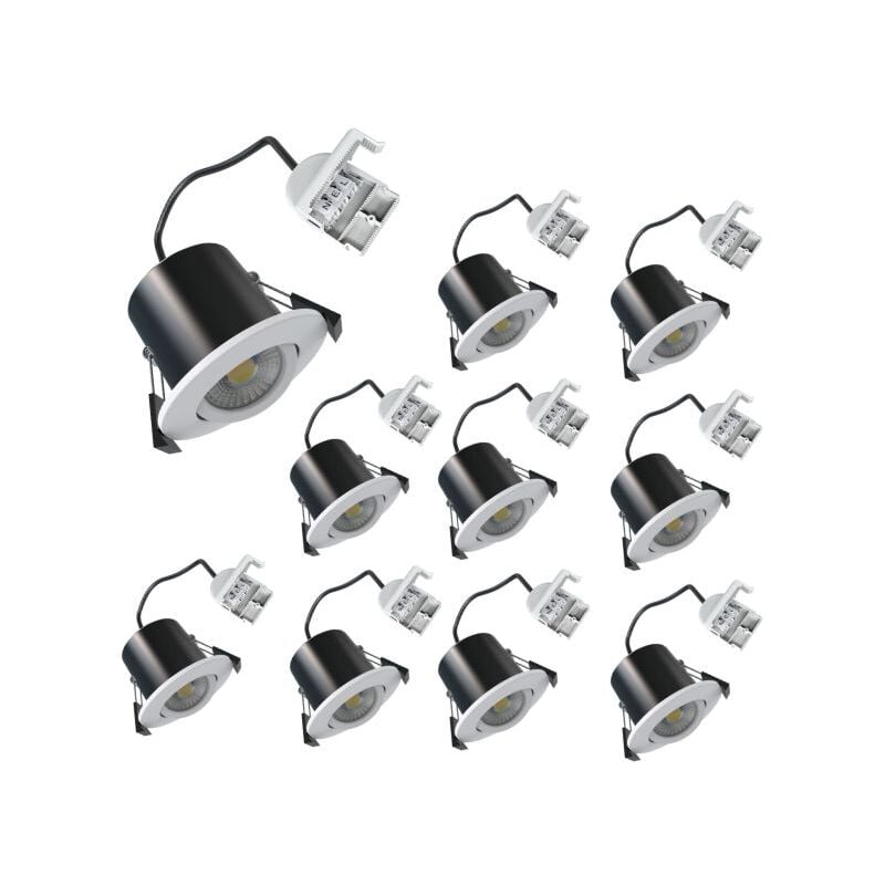 Lot de 10 Spots led Encastrables Orientables RT2020 D67 5W/8W IP65 cct Recouvrables et Variables Blancs - 60 ° - Switch 2700-3000-4000-6000K