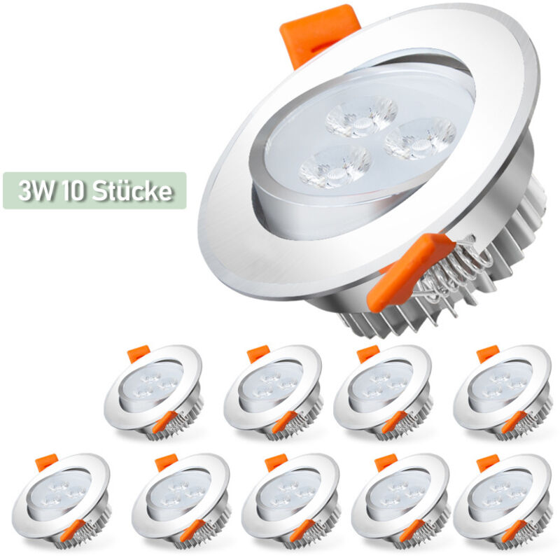 Lot de 10 Spots LED Encastrables Spot Encastrable LED 3W Equ. 25W Température de Couleur: Blanc chaud 3000K