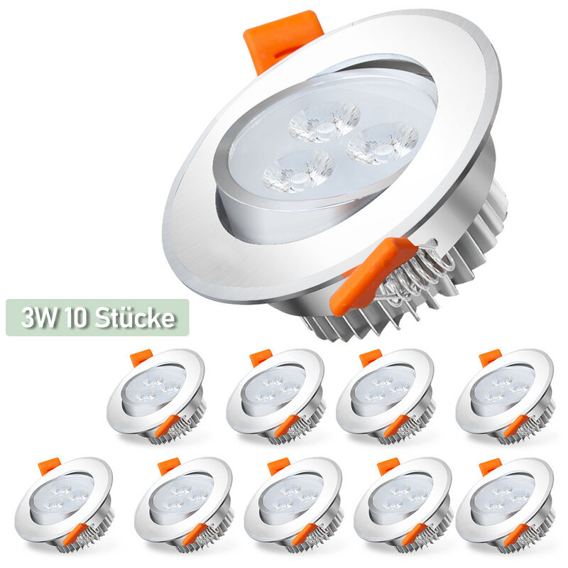 Lot de 10 Spots led Encastrables Spot Encastrable led 3W Equ. 25W Température de Couleur: Blanc Froid 6000K