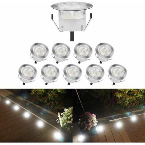 Lot De 10 Spots Led Encastrable,Spots Pour Escaliers Pont Lumi��re Pour Jardin, Patio, Spots Luminaires Led Decoration Les Escalierdc 12V Etanche Ip67 (Blanc Froid)