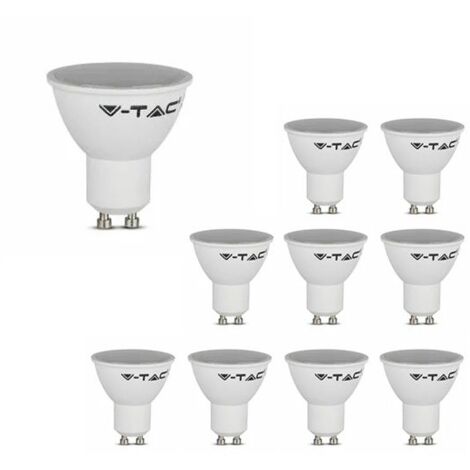 Lot de 10 Spots LED GU10 4,5W 100° Opal V-TAC VT-1975 - 110 ° - Blanc chaud - 3000K