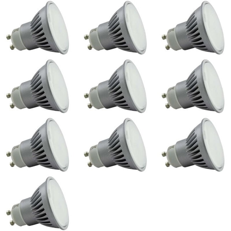 Lot de 10 Spots led GU10 6W éclairage 50W - Blanc Chaud 2700K 420lm angle large 120°