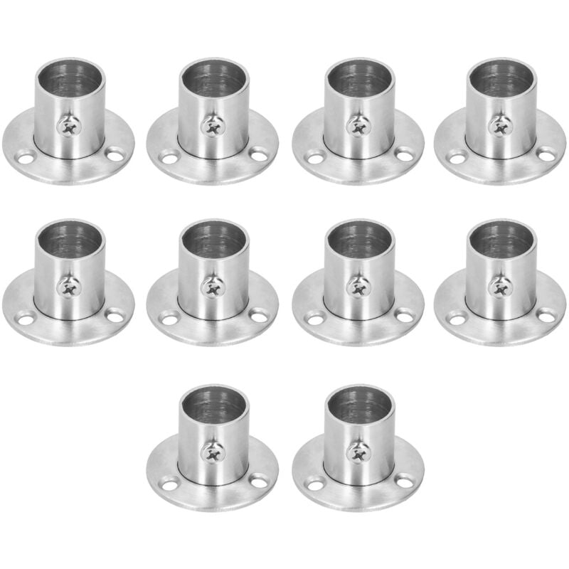 Rapanda - Lot de 10 supports de bride en acier inoxydable pour penderie, support de tringle à vêtements, support de tube rond