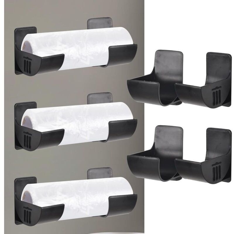 Lot de 10 supports de film alimentaire, organiseur de papier aluminium, boîte de rangement murale en plastique, distributeur de sacs poubelles pour
