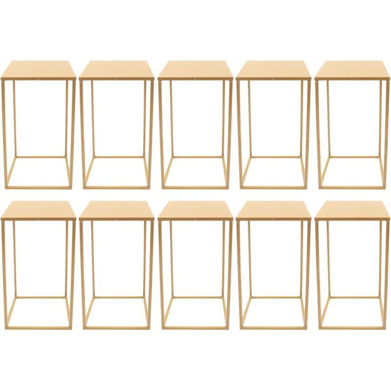 Gojoy - Lot de 10 Supports de Fleurs Métal Doré 60 cm Amovibles pour Mariage - avec Plafond Décoration de Table Rectangulaire pour Décoration de