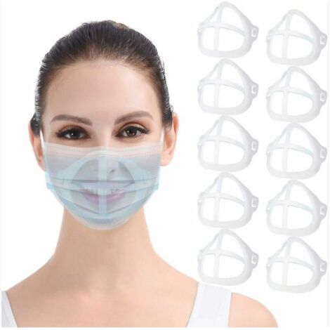 Lot de 10 supports de masque 3D en silicone, avec coussinets nasaux réutilisables