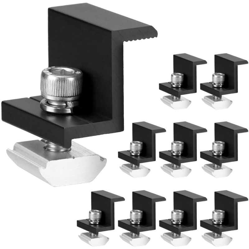 Lot de 10 Supports de Panneau Solaire pour Fixation Panneau Solaire sur le Toits/Camping-Cars/Bateaux/Murs (30 mm) , Noir