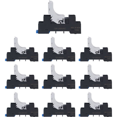 Lot de 10 supports de relais électromagnétiques à 5 trous pour rail DIN, compatibles avec les tours CNC (250 V CA, 12 A).