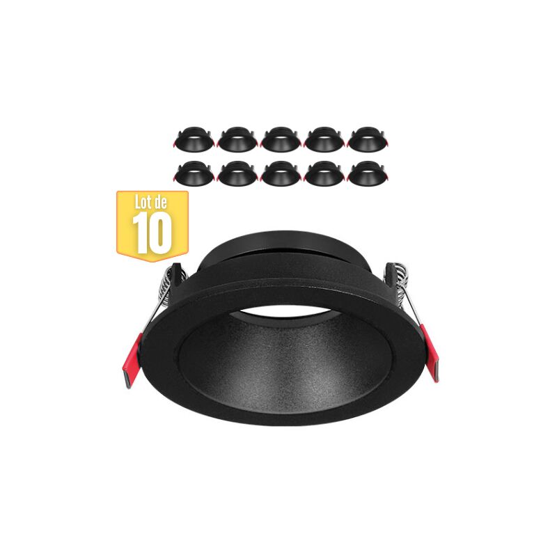 Lot de 10 Supports de spots Beta B rond noir/noir MR16 GU10/GU5.3