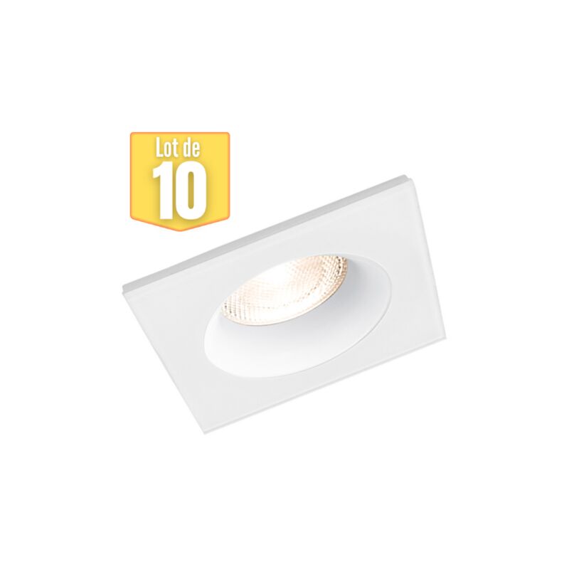Braytron - Lot de 10 supports de spots encastrables carré blanc IP54