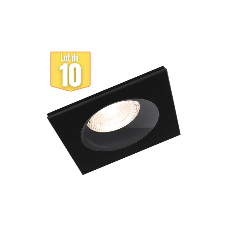 Lot de 10 supports de spots encastrables carré noir IP54