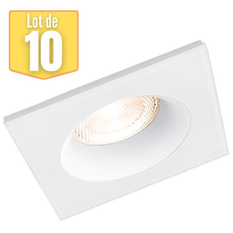 Lot de 10 supports de spots encastrables carré blanc IP54