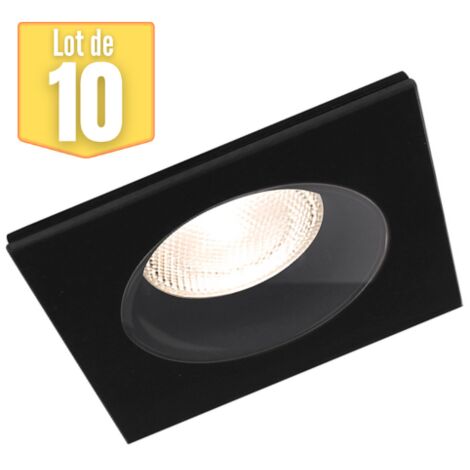 Lot de 10 supports de spots encastrables carré noir IP54