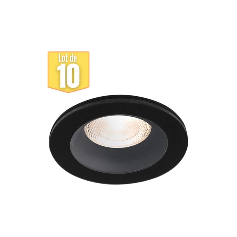 Lot de 10 supports de spots encastrables rond noir IP54