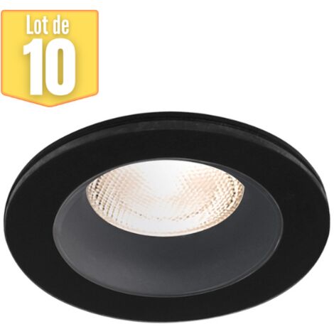 Lot de 10 supports de spots encastrables rond noir IP54