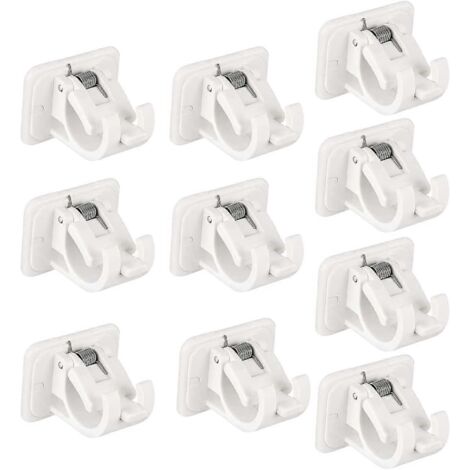 Lot de 10 supports de tringle à rideaux autocollants, sans perçage, à fixer au mur, pour la maison, la salle de bain ou l'hôtel.