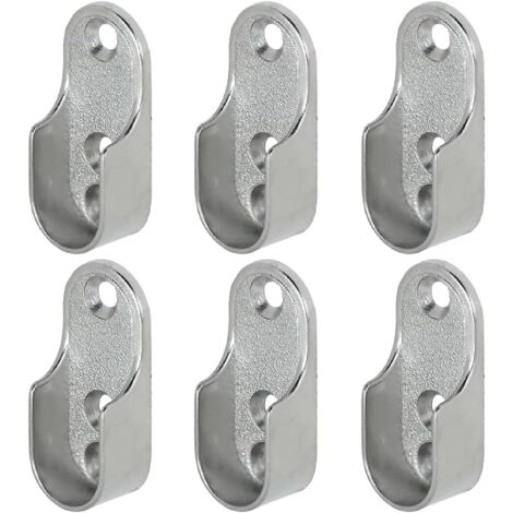 Lot de 10 supports de tringle à vêtements en métal – Acier nickelé – Pour barres ovales 30 x 15 mm – Fixation murale rapide