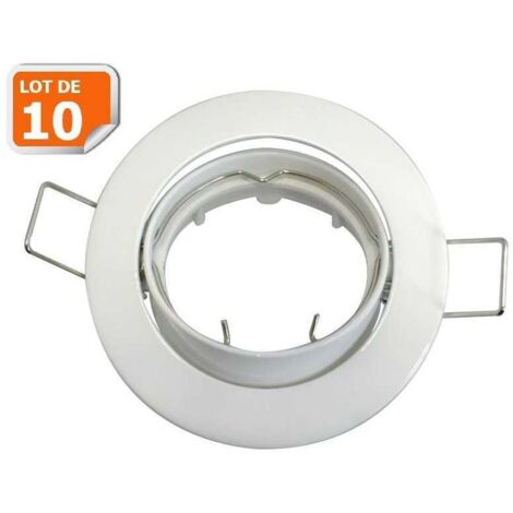 Lot de 10 supports encastrable aluminium orientable blanc Dia 81mm
