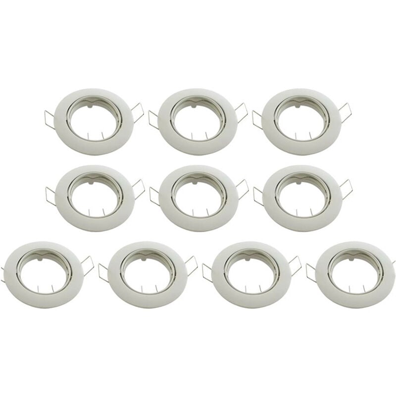 Leclubled - Lot de 10 Supports Encastrables Ronds Orientables - Blanc - Sans douille