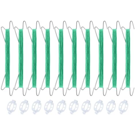 Lot de 10 supports pour plants de tomates avec corde de 10 mètres pour la croissance