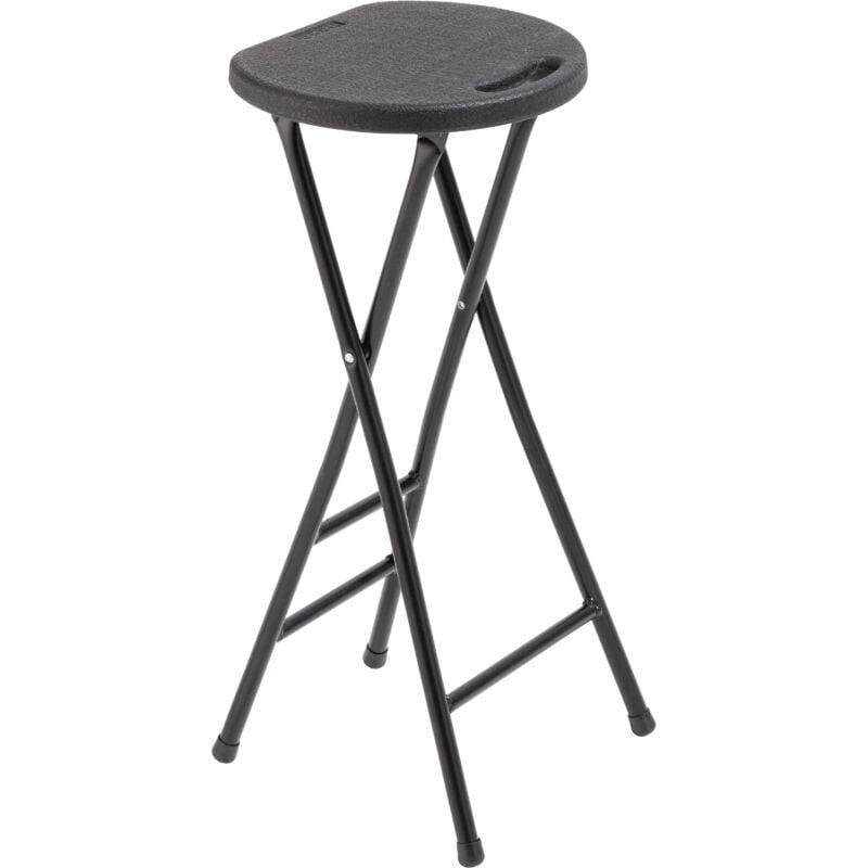 Rekkem - Lot de 10 tabourets hauts pliants noirs