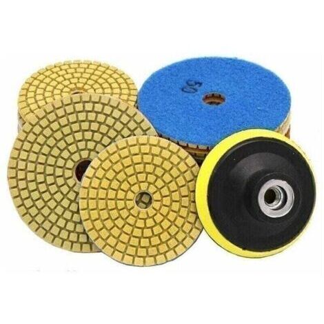 Lot de 10 tampons de polissage diamant 100mm – Grains 50 à 3000 – Pour marbre, granit, céramique et béton – Auto-adhésif