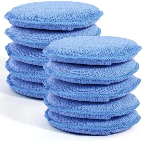 Lot de 10 tapis d'application de cire, tapis d'application en fibres ultra-fines avec rainures pour les doigts, tapis d'application de cire pour le nettoyage et le polissage de la voiture (bleu)