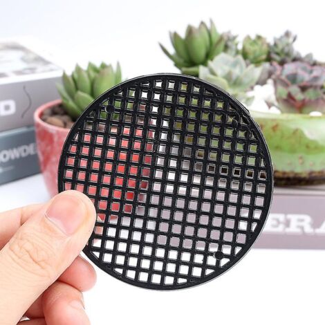 Lot de 10 tapis de jardinage en maille (4,5 cm de diamètre) pour trous de pots de fleurs, tapis de fond pour rempotage et bonsaï.
