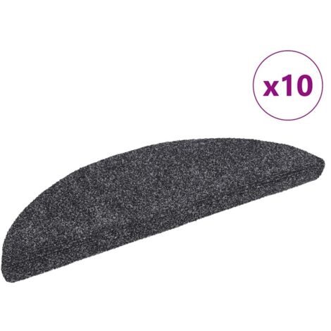 Lot de 10 Tapis d'escalier autoadhésifs Tapis de marche Marchette Escalier Gris foncé 56x17x3 cm 64091
