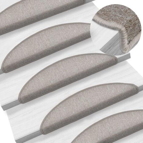 Lot de 10 Tapis d'escalier Tapis de marche  Marchette Escalier 56x20 cm Taupe 44919