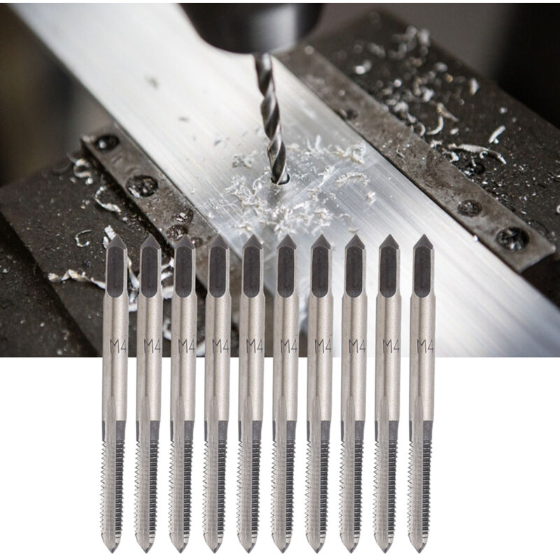 Ineasicer - Lot de 10 tarauds métriques à tête conique M4, tarauds métriques en acier au carbone, pour percer des trous filetés dans le bois, le